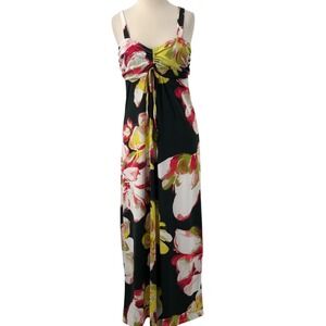 chinese dress ladies NEW Jonathan Martin Black Pink & Tan Floral Maxi Dress